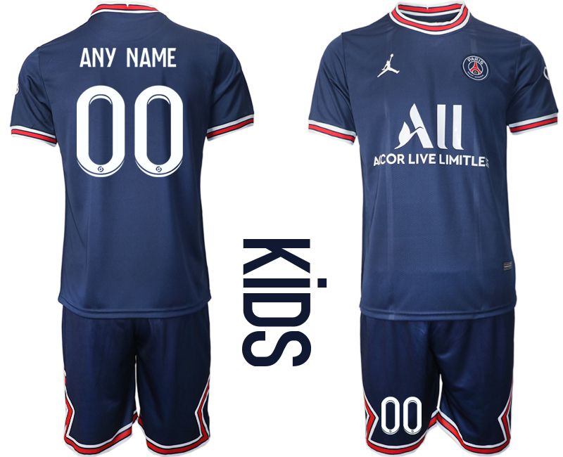 Youth 2021-2022 Club Paris St German home blue customized Soccer Jersey->->Custom Jersey